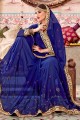 Embroidered Georgette Blue Saree Blouse