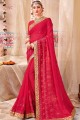 Pink Saree with Embroidered Georgette