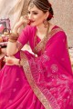Opulent Rani Pink Saree in Georgette with Embroidered