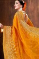 Georgette Party Wear Saree with Embroidered in Yellow