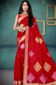 Impressive Silk Weaving Red Saree with Blouse