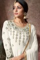 Georgette Anarkali Suit in White with Georgette