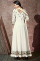 Georgette Anarkali Suit in White with Georgette