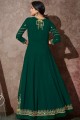 Green Churidar Anarkali Suit in Georgette with Georgette