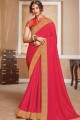 Silk Saree with Lace Border in Pink