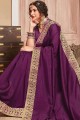 Lace Border Silk Saree in Purple with Blouse