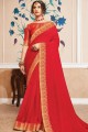 Red Lace Border Saree in Silk