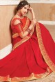 Red Lace Border Saree in Silk