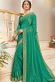 Latest Ethnic Embroidered Silk Green Saree Blouse