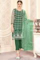 Green Palazzo Suit in Net