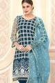 Blue Palazzo Suit in Net with Net