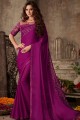 Embroidered Silk Violet Saree Blouse