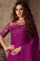 Embroidered Silk Violet Saree Blouse