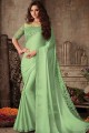 Silk Party Wear Saree with Embroidered in Pista Green