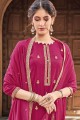 Cotton Palazzo Suit in Rani Pink Silk