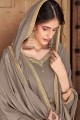 Classy Silk Palazzo Suit with Cotton in Grey