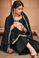 Silk Palazzo Suit in Black with Cotton