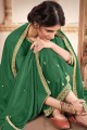 Cotton Palazzo Suit in Green Silk