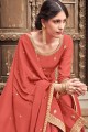 Peach Silk Palazzo Suit with Cotton