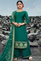 Green Satin Palazzo Suit with Georgette