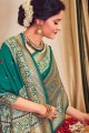 Rama Green Jacquard & Silk Printed South Indian Saree with Blouse