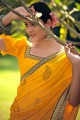 Georgette Yellow Saree in Printed