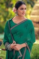 Green Saree with Printed Georgette