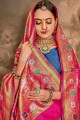 Weaving Art Silk Party Wear Saree in Rani Pink