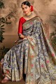 Blue Party Wear Saree with Weaving Art Silk