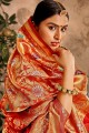 Party Wear Saree in Red Art Silk with Weaving