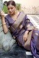 Silk South Indian Saree in Purple with Weaving