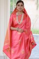 Gajari Pink Weaving South Indian Saree in Silk