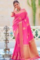 South Indian Saree in Pink Silk with Weaving