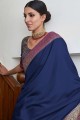 Lace Border Silk Saree in Blue with Blouse