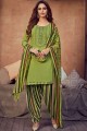 Patiala Suit in Light Green Viscose with Rayon