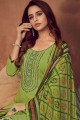Patiala Suit in Light Green Viscose with Rayon