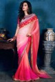 Embroidered with Georgette Saree in Pink