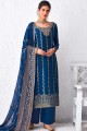 Blue Palazzo Suit with Silk