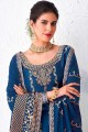 Blue Palazzo Suit with Silk