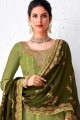 Silk Palazzo Suit with Silk in Pista Green
