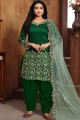Green Art Silk Patiala Suit in Art Silk