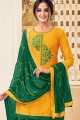 Cotton Patiala Suit in Yellow Silk