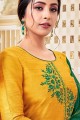 Cotton Patiala Suit in Yellow Silk