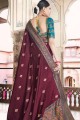 Weaving Silk South Indian Saree in Wine with Blouse
