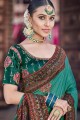 Silk Weaving Sea Green South Indian Saree with Blouse
