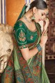 Olive Green South Indian Saree in Silk with Weaving