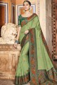 Olive Green South Indian Saree in Silk with Weaving