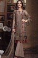 Faux Georgette Palazzo Suit in Coffee 