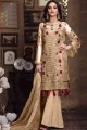 Faux Georgette Cream Palazzo Suit with dupatta