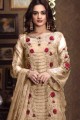 Faux Georgette Cream Palazzo Suit with dupatta